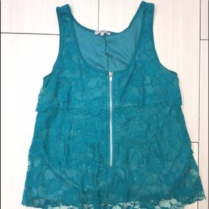 Romantic Lace Shirt - Womens - Teal - Charlotte Russe